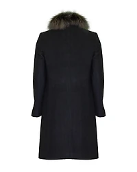 Virgin Wool High Collar Coat Black