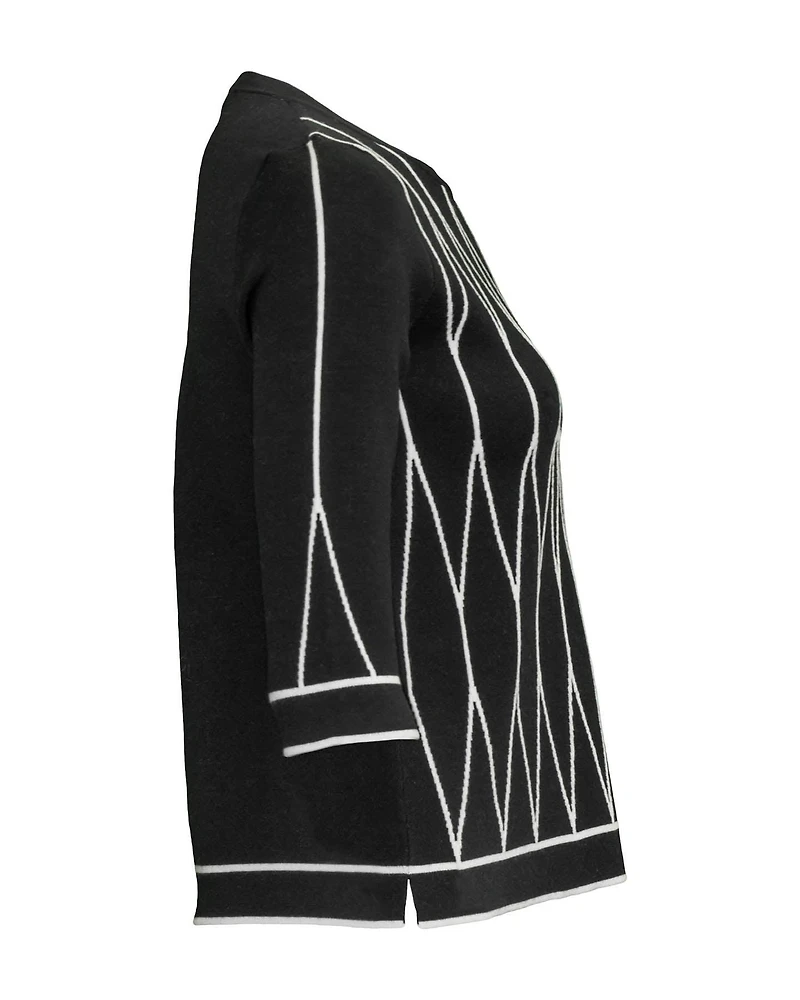 Diamond Knit 3/4 Length Sleeve Sweater