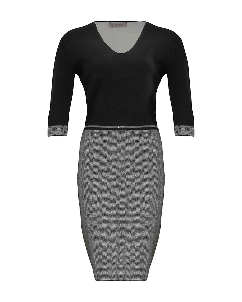 Herringbone Fitted Dress