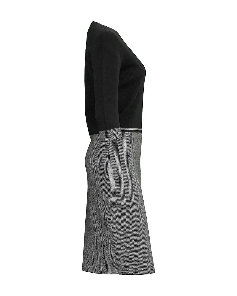 Herringbone Fitted Dress