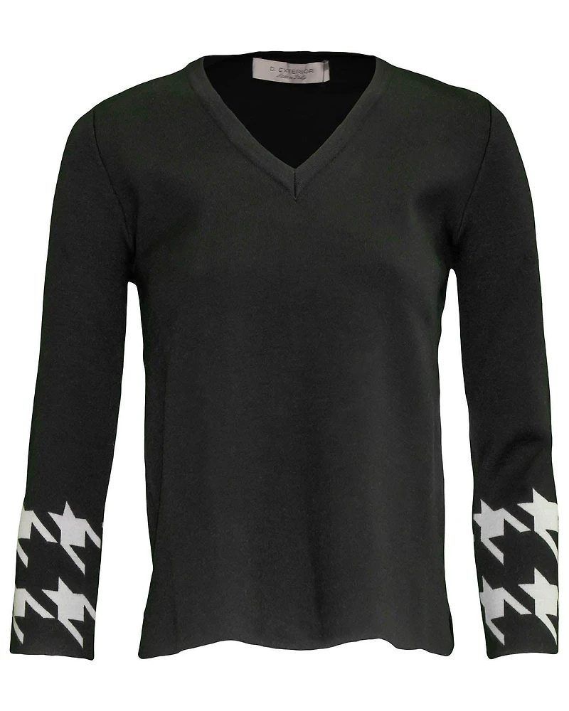 Houndstooth Detail Pullover