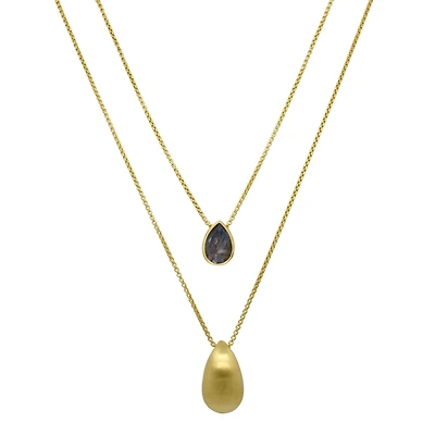 Signature Teardrop Layered Necklace Labradorite