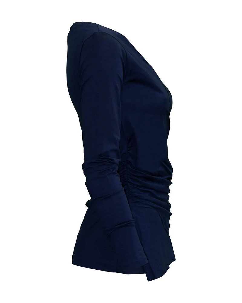 Fascinating Drapes Long Sleeve Top Sapphire