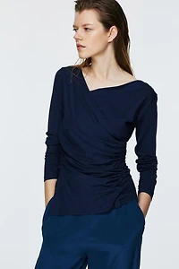 Fascinating Drapes Long Sleeve Top Sapphire
