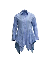 Striped Handkerchief Hem Blouse