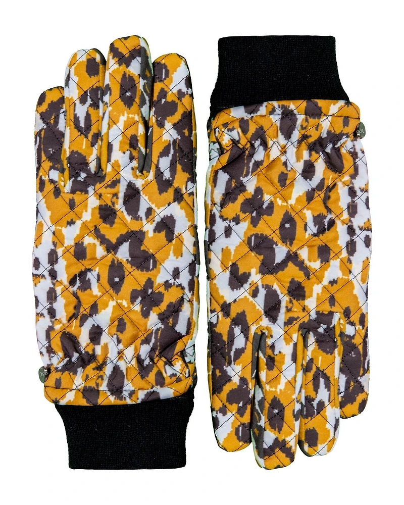 Leopard Camo Quilted Puffer Gloves