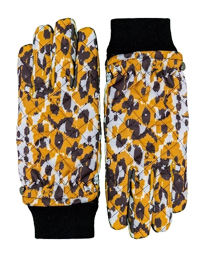 Leopard Camo Quilted Puffer Gloves