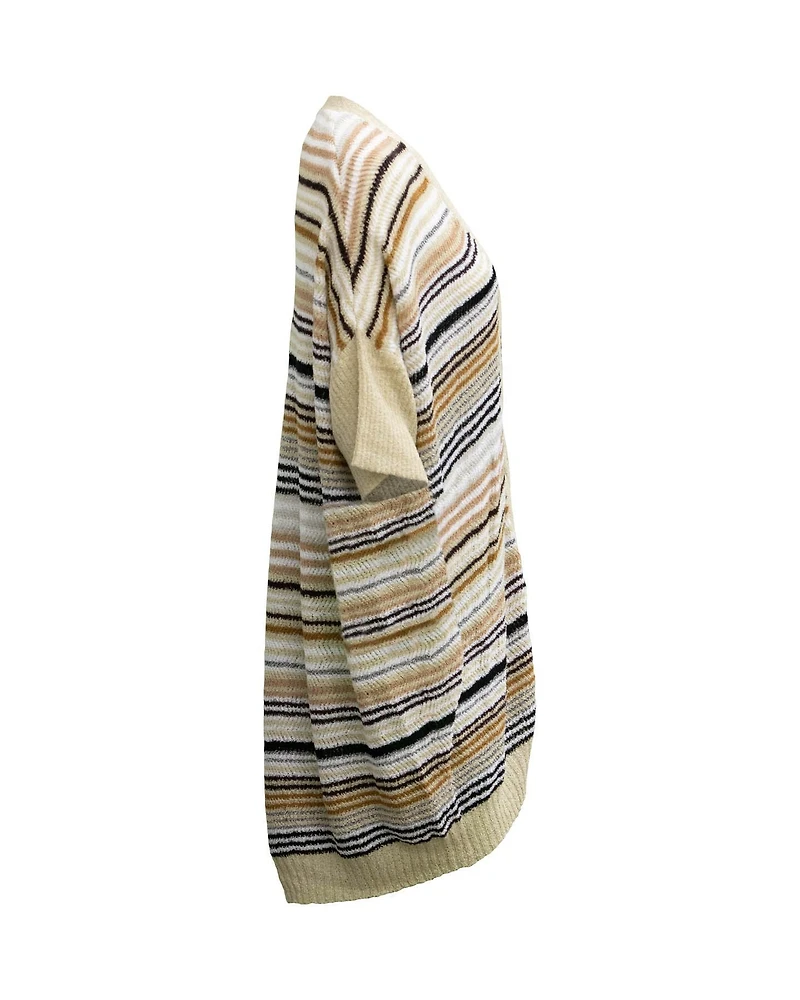 Striped Open Cardigan