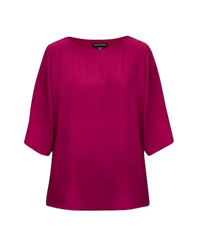 Eileen Fisher Ballet Neck Silk Georgette Top