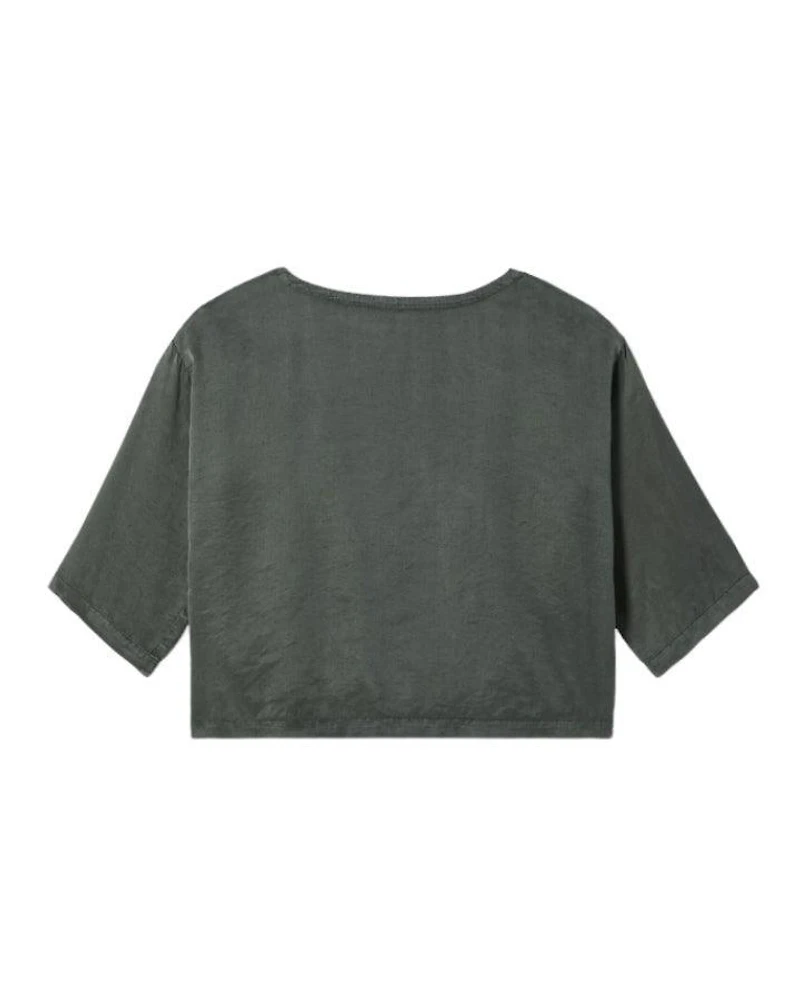 Eileen Fisher Bateau Neck Sueded Box Top