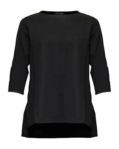 Boatneck 3/4 Length Sleeve High Low Hem Top