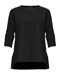 Boatneck 3/4 Length Sleeve High Low Hem Top