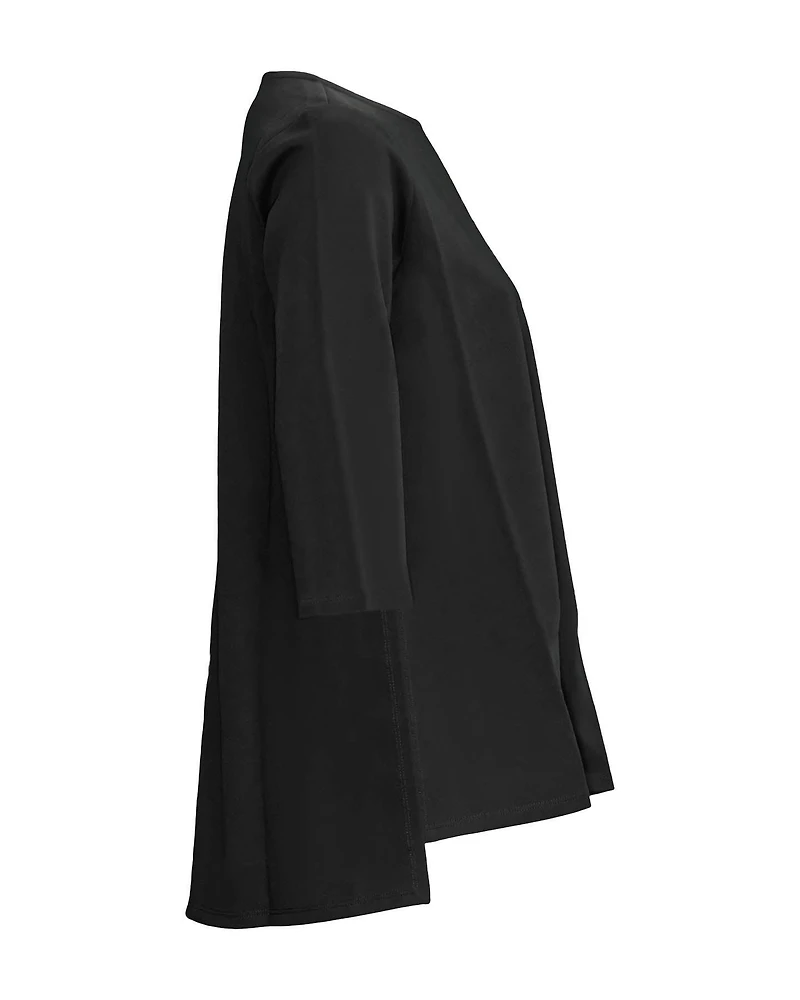 Boatneck 3/4 Length Sleeve High Low Hem Top