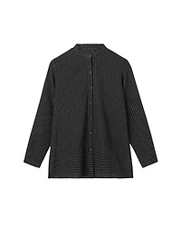 Eileen Fisher Check Print Mandarin Collar Shirt