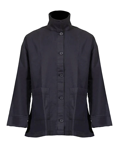 Eileen Fisher Cotton Hemp Stand Collar Jacket