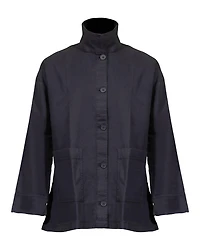 Eileen Fisher Cotton Hemp Stand Collar Jacket
