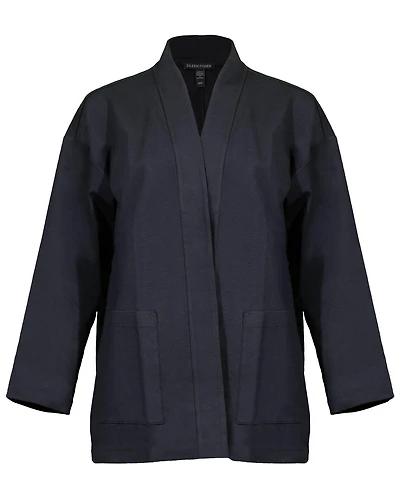 Eileen Fisher Cotton Ponte High Collar Jacket
