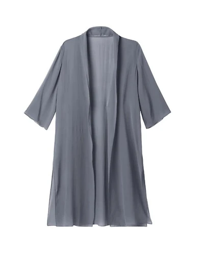 Eileen Fisher Sheer Silk High Collar Long Jacket