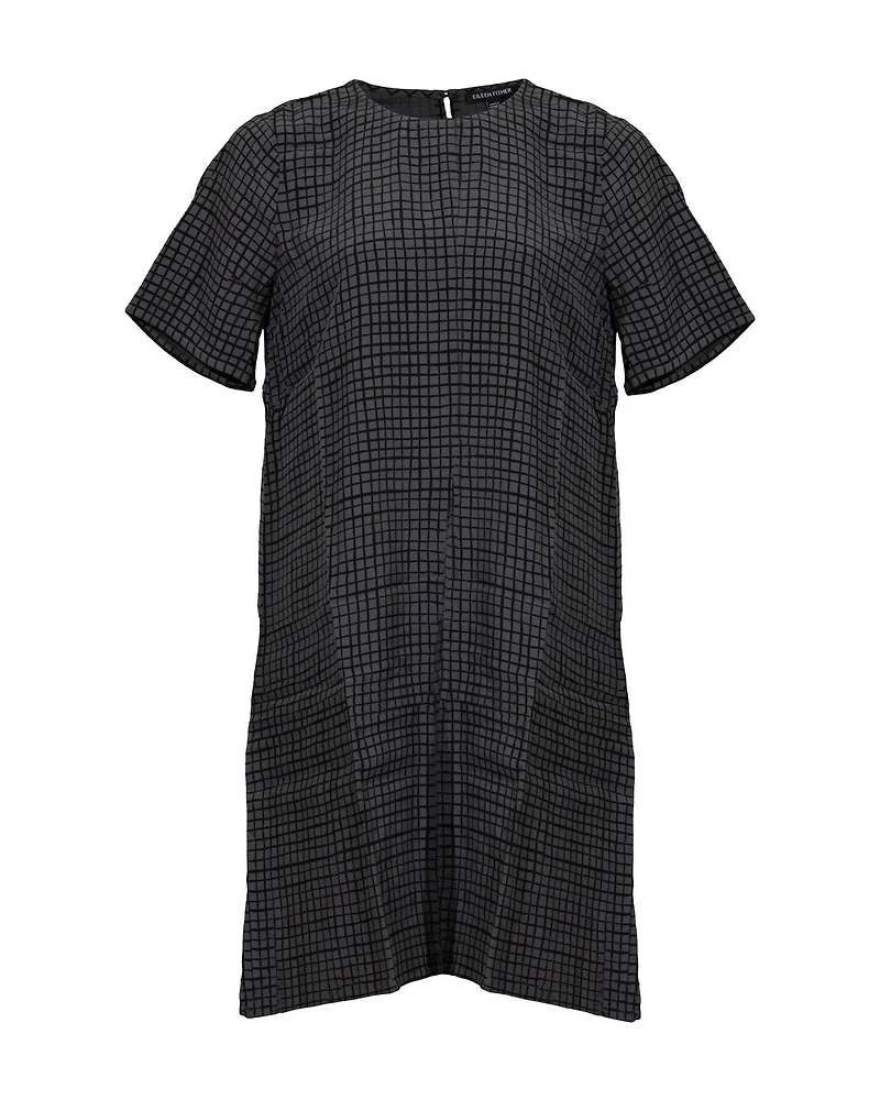 Eileen Fisher Grid Print Dress Bark