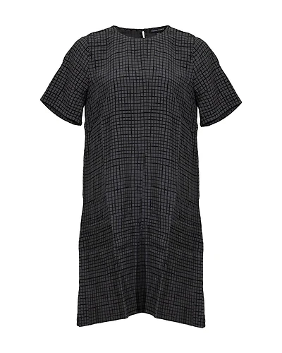 Eileen Fisher Grid Print Dress Bark