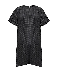 Eileen Fisher Grid Print Dress Bark