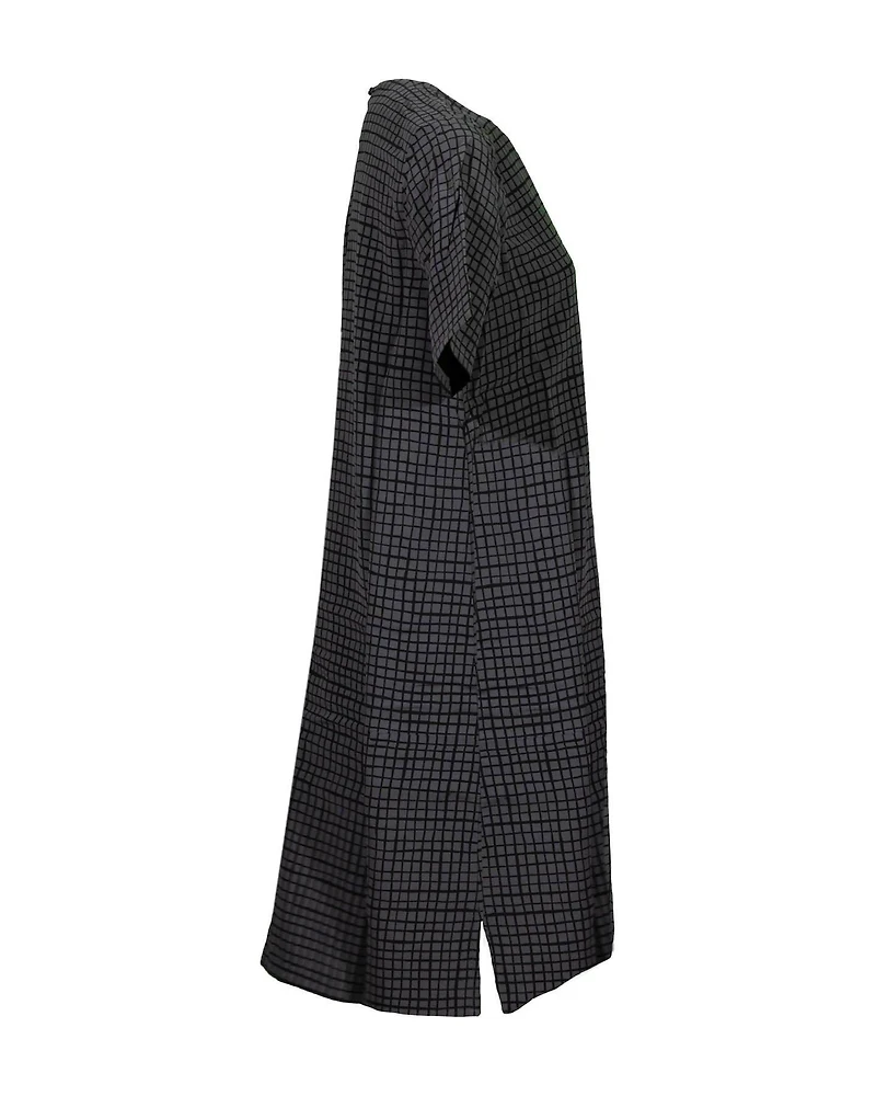 Eileen Fisher Grid Print Dress Bark