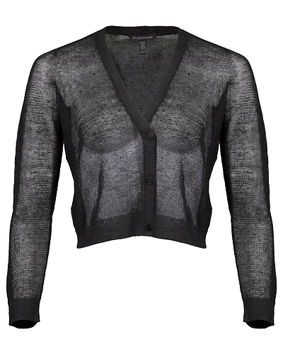 Eileen Fisher Linen Crepe Cropped Cardigan