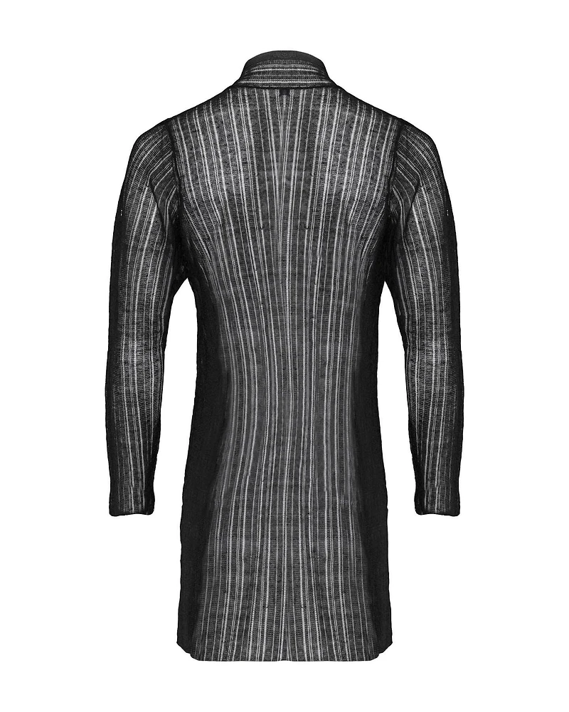 Linen Crepe Long Cardigan Black