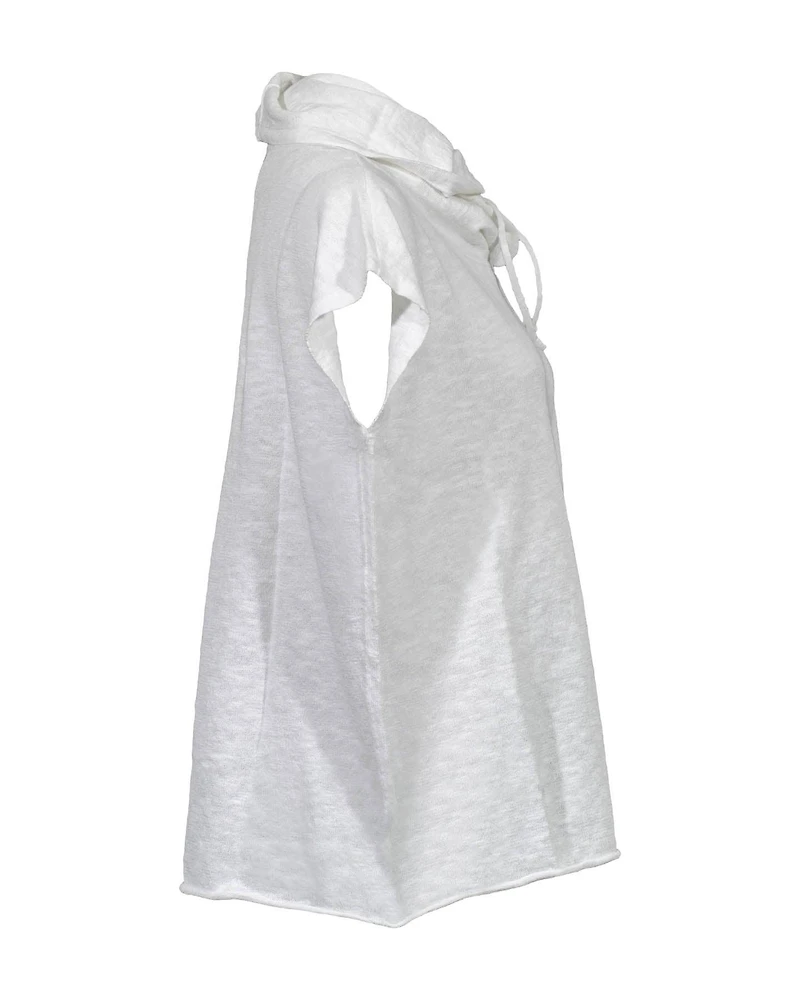 Eileen Fisher Linen Slub Cap Sleeve Hoodie