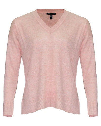 Melange V-Neck Box Top Grapefruit