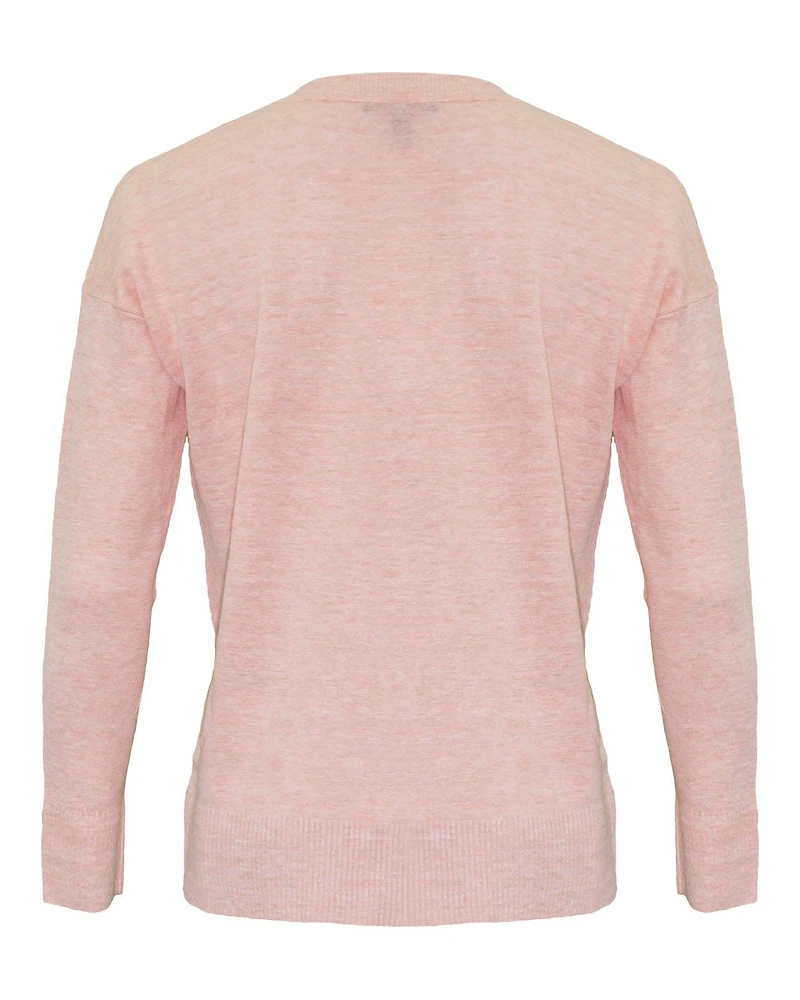 Melange V-Neck Box Top Grapefruit