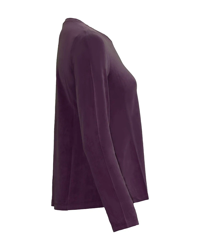 Sandwashed Cupro Knit Crew Neck Top