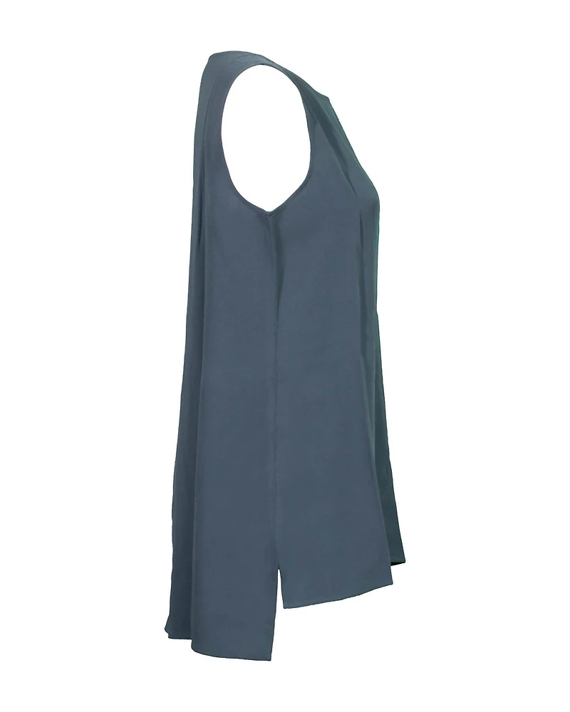 Eileen Fisher Silk Bateau Neck Long Tank Fongt