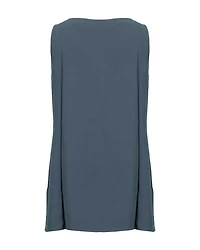 Eileen Fisher Silk Bateau Neck Long Tank Fongt