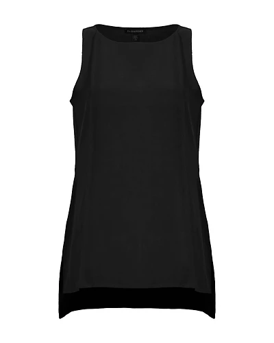 Eileen Fisher Silk Georgette Long Shell Black