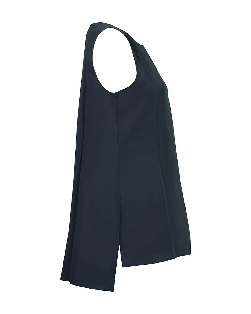Eileen Fisher Silk Georgette Long Shell Graphite