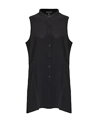 Silk Mandarin Collar Sleeveless Shirt