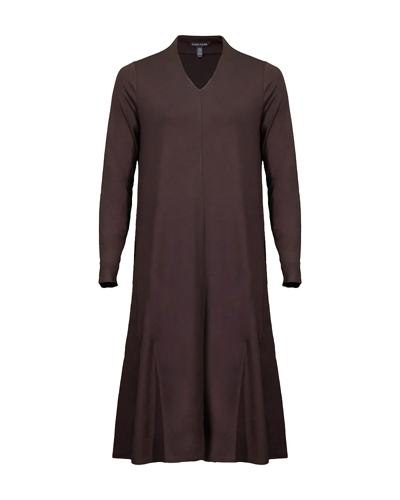 Eileen Fisher Viscose Jersey V-Neck Dress Brownstone