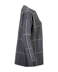 Eileen Fisher Windowpane Check Zip Cardigan
