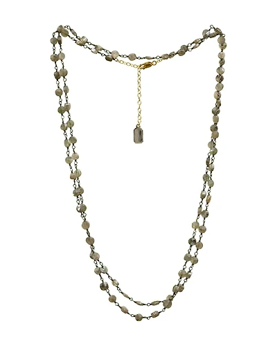 Diana Coin Necklace-Rhodium Labradorite
