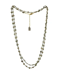 Diana Coin Necklace-Rhodium Labradorite