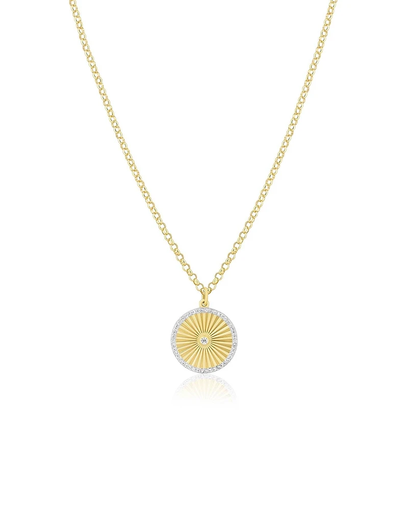 Fluted Disc Charm Necklace