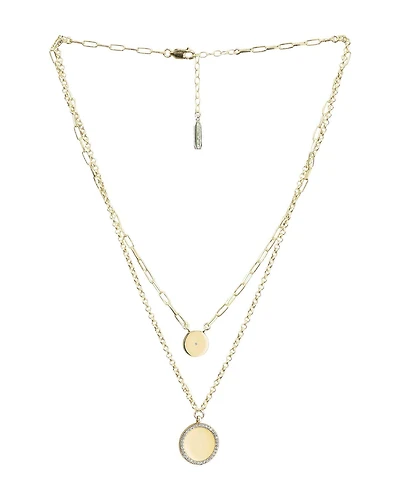 Pave Outline Disc Necklace
