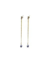 Stamped Chain Stone Dangle Earrings
