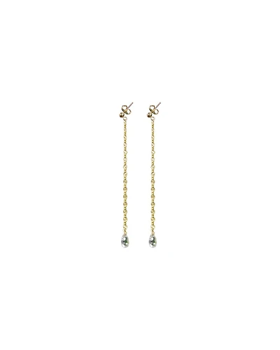 Stamped Chain Topaz Stone Dangle Earrings