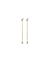 Stamped Chain Topaz Stone Dangle Earrings