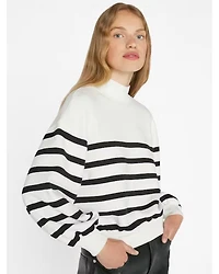 Frame Balloon Sleeve Mock Neck Sweatshirt