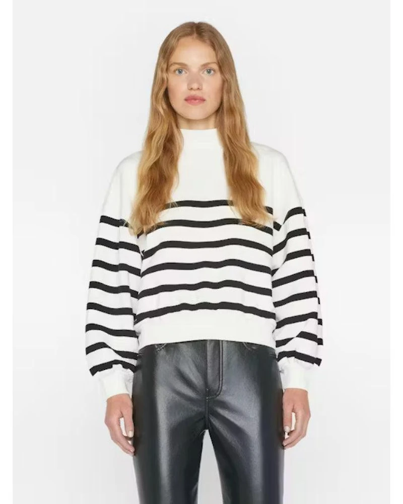 Frame Balloon Sleeve Mock Neck Sweatshirt