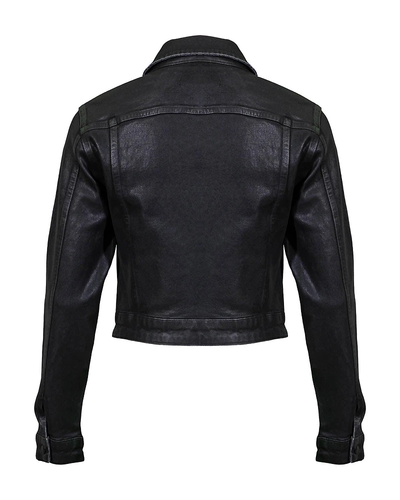 Cropped Coated Denim Jacket