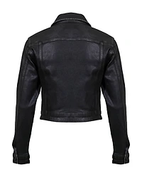 Cropped Coated Denim Jacket